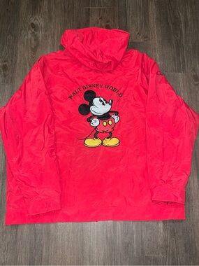 Vintage Walt Disney World Red Mickey Mouse Adult Hooded Jacket
